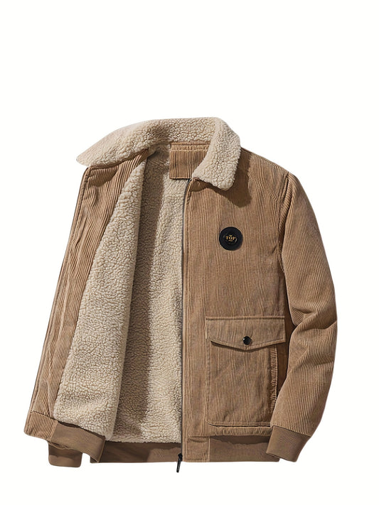 Warm Fleece Jackets By Activity, Men's Casual Corduroy Flap Pocket Jacket Coat For Fall Winter