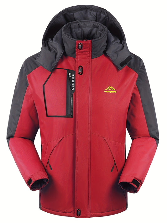 Men's Casual Hooded Sherpa Lined Waterproof Windbreaker Jacket Coat Regular Fit Coat For Winter Autumn Outdoors Hiking